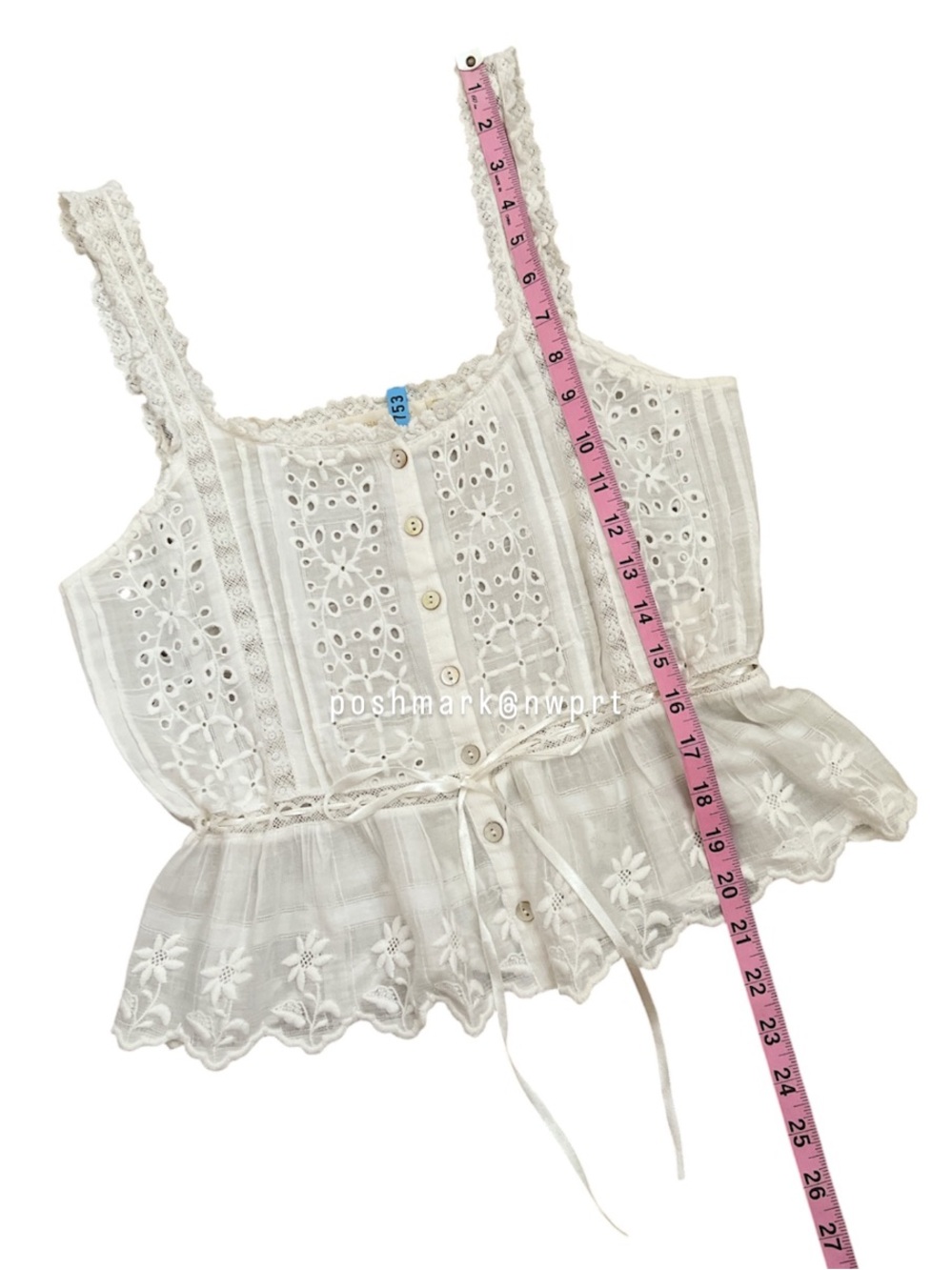 LoveShackFancy Luanne Eyelet Boho Tank Top Blouse White XS - Picture 10 of 12